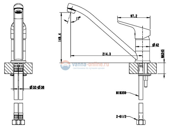 Смеситель Bravat Drop F74898C-2 для кухонной мойки