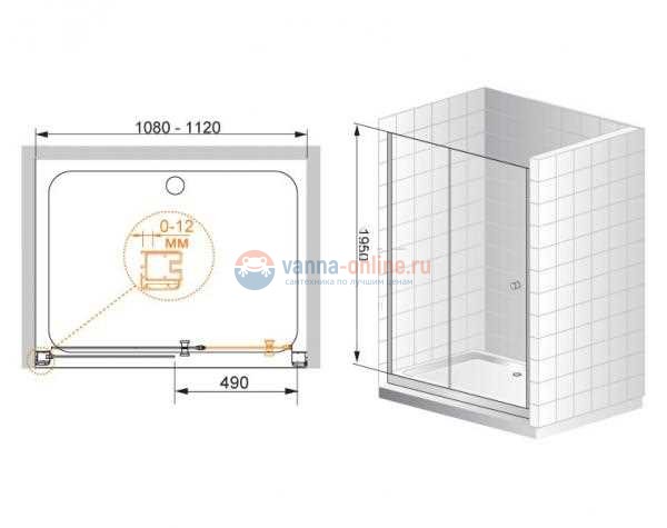 Душевая дверь Cezares ANIMA-BF-1-110-Cr, профиль-хром Душевая дверь Cezares ANIMA-BF-1-110-Cr, профиль-хром