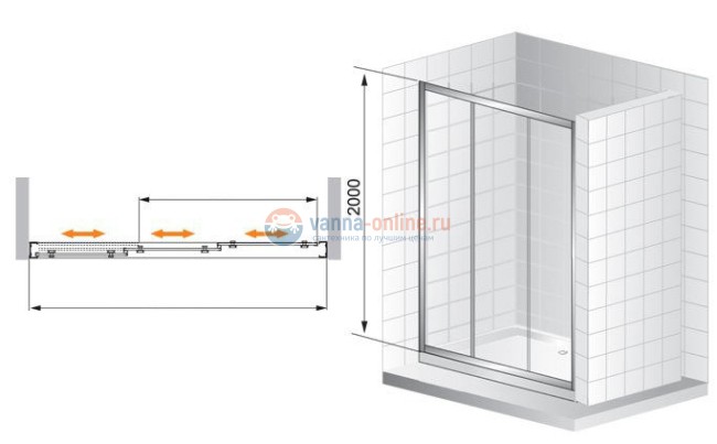 Душевая дверь Cezares ELENA-B-3-150, профиль хром Душевая дверь Cezares ELENA-B-3-150, профиль хром