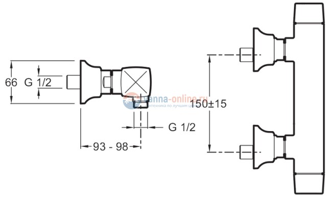 Смеситель Jacob Delafon Margaux E16218-9-CP для душа Смеситель Jacob Delafon Margaux E16218-9-CP для душа