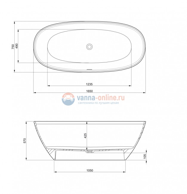 Ванна каменная Roca Ariana 165 х 75 см 248470000, литой мрамор Stonex, овальная, белая Ванна каменная Roca Ariana 165 х 75 см 248470000, литой мрамор Stonex, овальная, белая