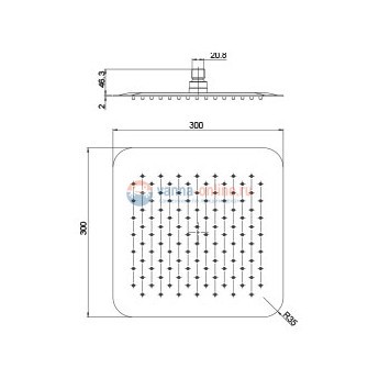 Верхний душ Paini 300 мм, квадратный, ультратонкий Верхний душ Paini 300 мм, квадратный, ультратонкий