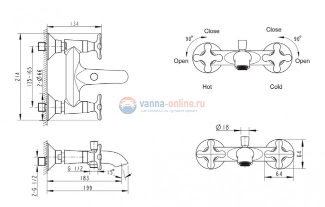 Смеситель Bravat Summer Rain F677111C-01 для ванны