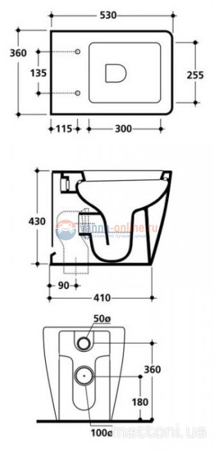 Kerasan Ego унитаз приставной 53см, белый