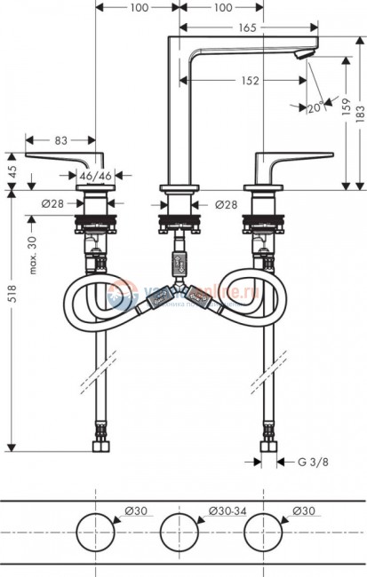 Смеситель Hansgrohe Metropol 32515340 для раковины 160, черный хром Смеситель Hansgrohe Metropol 32515340 для раковины 160, черный хром