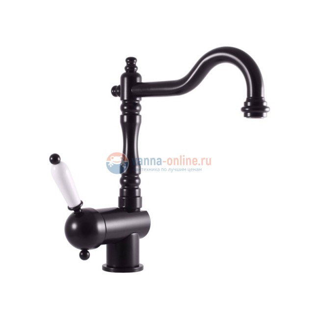 Смеситель для раковины Rav-Slezak Labe L508.5/8CMAT, черный матовый/белый Смеситель для раковины Rav-Slezak Labe L508.5/8CMAT, черный матовый/белый