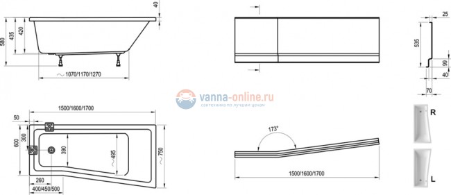 Ванна акриловая Ravak Be Happy II, 160 x 75 см левая/правая