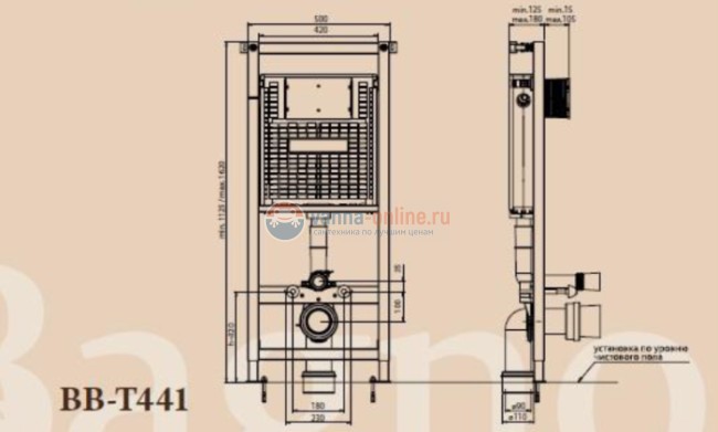 Инсталляция BelBagno BB-T441 для подвесного унитаза