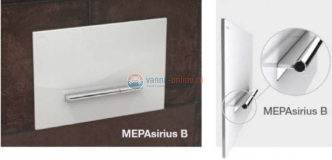 Клавиша смыва MEPA Sirius B New 421751 для унитаза, двойной смыв для А31/E31, стекло, черный