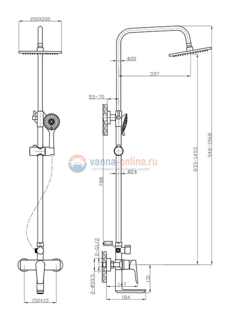 Душевая система Agger Brilliant A0393300, хром Душевая система Agger Brilliant A0393300, хром