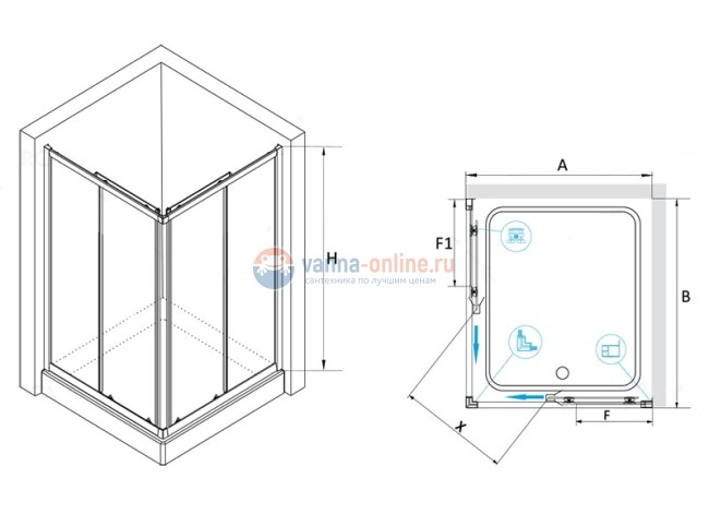 Душевой уголок RGW CL-42, 04094290-51, 90x100x185 см, дверь раздвижная, стекло шиншилла, хром