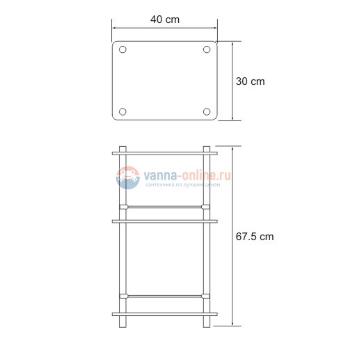 Напольная стеклянная тройная полка с бортиком WasserKRAFT 4033