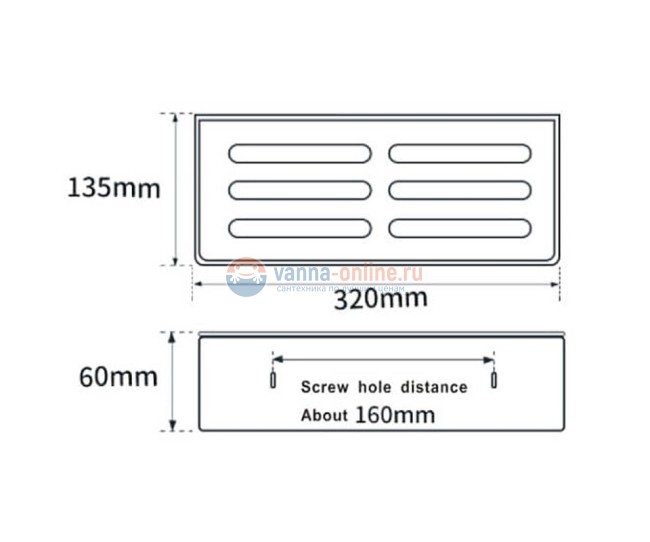 Полка прямоугольная Rush Edge ED77164B black, черная
