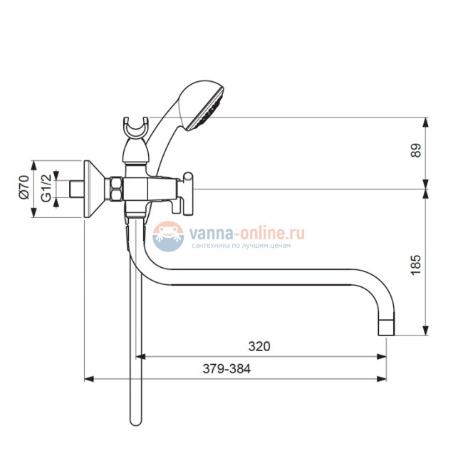 Смеситель Vidima ТРИНИТИ (Trinity) BA262AA для ванны и душа с душевым гарнитуром, поворотный излив, хром Смеситель Vidima ТРИНИТИ (Trinity) BA262AA для ванны и душа с душевым гарнитуром, поворотный излив, хром