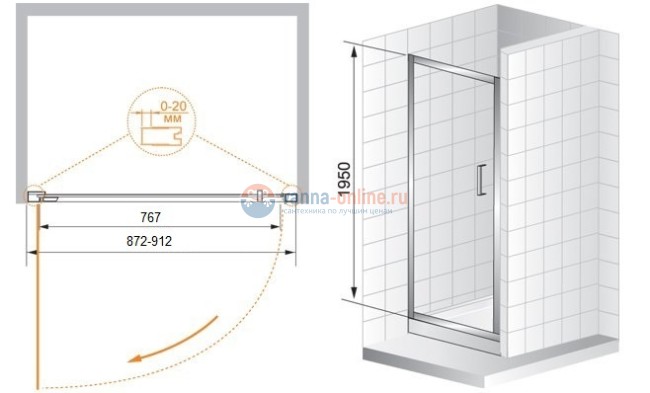 Душевая дверь Cezares PORTA-B-11-90-C-Cr, профиль-хром Душевая дверь Cezares PORTA-B-11-90-C-Cr, профиль-хром