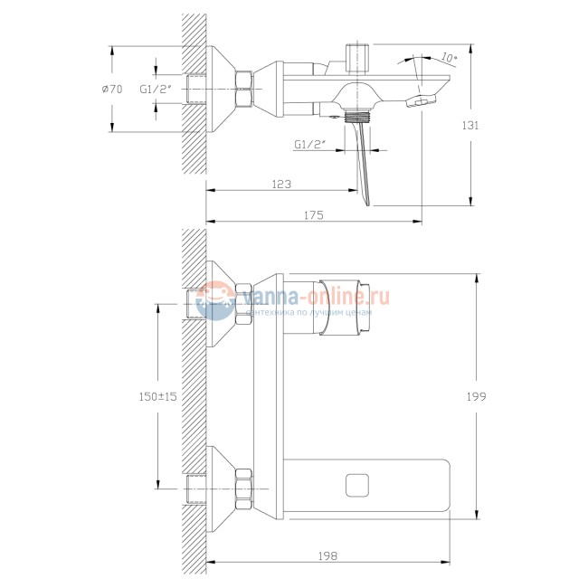 Смеситель Rossinka RS27-31 для ванны и душа Смеситель Rossinka RS27-31 для ванны и душа