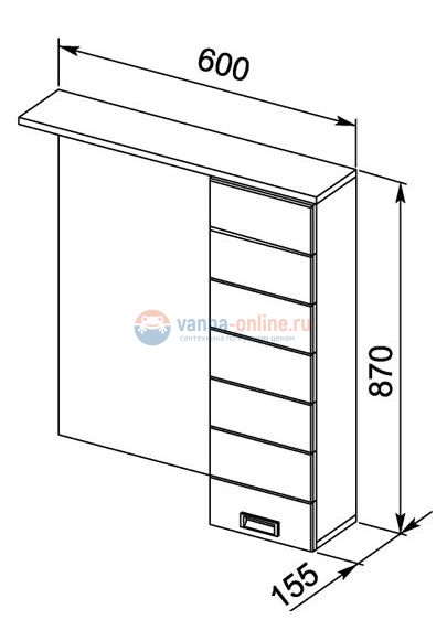 Зеркало-шкаф Aquanet Доминика 60 Led 00171918, цвет фасада белый, правый