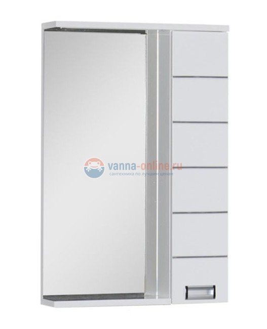 Зеркало-шкаф Aquanet Доминика 60 Led 00171918, цвет фасада белый, правый