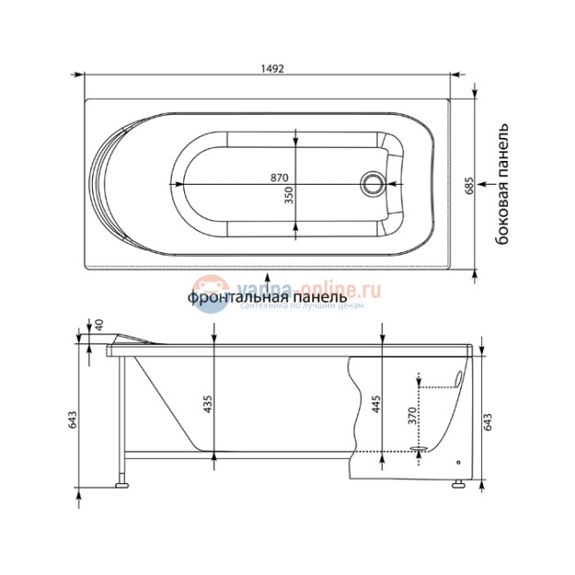 Акриловая ванна Aquanet Nord NEW 150x70