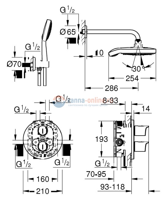 Набор для комплектации душа Grohe Grohtherm 2000 New 34283001