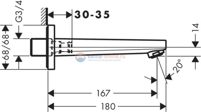 Излив Hansgrohe Metropol 32542000 для ванны