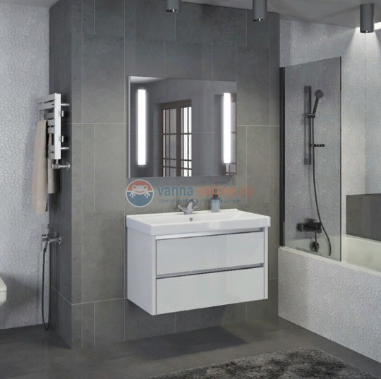 Тумба Comforty Дублин 90 белый глянец с раковиной Comforty 8059