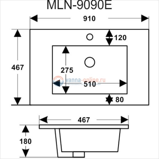 Раковина полувстраиваемая Melana 91 см MLN-E90 (9090E)