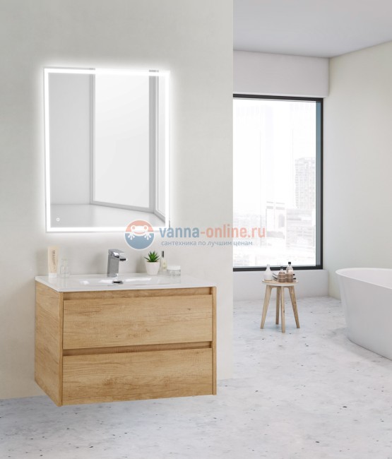 Тумба с раковиной Belbagno KRAFT 39-800/390-2C-SO-RNN 80 cм подвесная с 2 ящиками, Rovere Nebrasca Nature