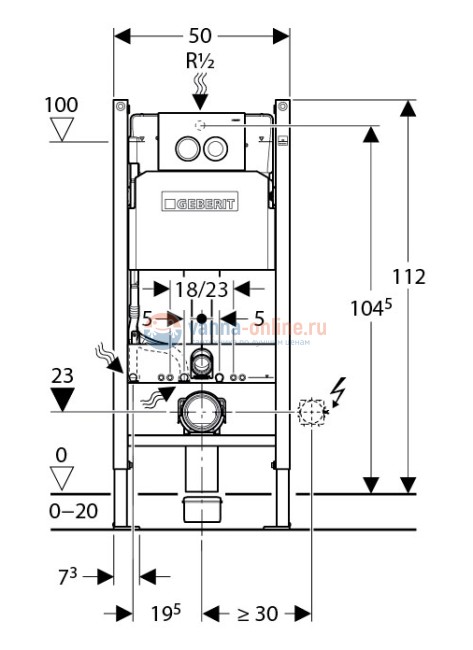 Инсталляция Geberit 458.122.21.1 с унитазом Roca Gap 7.3464.7.L00.0, крышка-сиденье 7.8014.7.200.4, клавиша хром, комплект