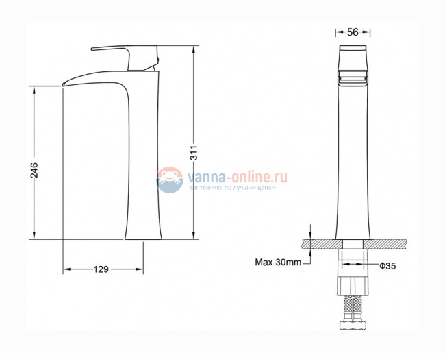 Смеситель Timo Lumi 4211/00F chrome для раковины высокий Смеситель Timo Lumi 4211/00F chrome для раковины высокий