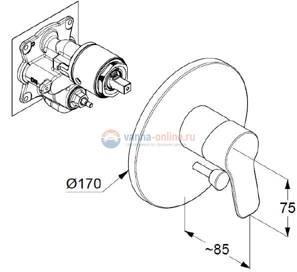 Смеситель для ванны и душа Kludi Pure&Easy 376500565