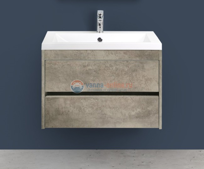 Тумба с раковиной Art&Max Family-750-2C-SO-CV, 75 x 48 x 55 см подвесная, серый (Cemento Veneto)