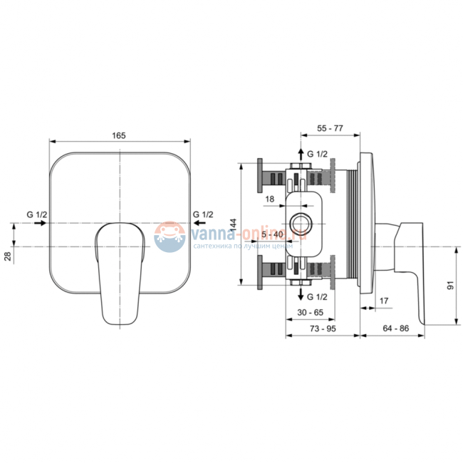 Встраиваемый смеситель для душа Ideal Standard CERAPLAN III A6114AA