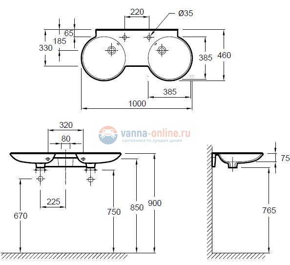 Раковина Jacob Delafon Formilia Spherik E4502-00 100*46 см