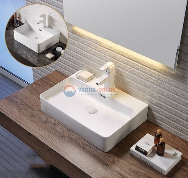 Раковина CeramaLux Серия N D 1338 накладная, белый Раковина CeramaLux Серия N D 1338 накладная, белый