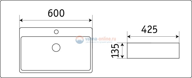 Раковина CeramaLux Серия N D 1338 накладная, белый Раковина CeramaLux Серия N D 1338 накладная, белый