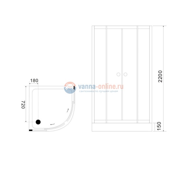 Душевая кабина Black&White Galaxy G5701, 90 x 90 см, гидромассажная
