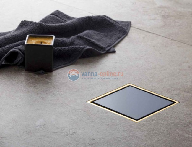 Трап водосток Pestan Confluo Standard Dry 2 Ceramic Gold 100 х 100 мм полый под плитку/цвет рамки - золото 13000124 Трап водосток Pestan Confluo Standard Dry 2 Ceramic Gold 100 х 100 мм полый под плитку/цвет рамки - золото 13000124