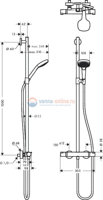 Душевая система Hansgrohe Croma Select E Multi SemiPipe EcoSmart 27259400 Душевая система Hansgrohe Croma Select E Multi SemiPipe EcoSmart 27259400