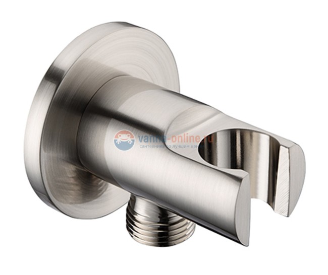 Подключение шланга WasserKRAFT A099 с настенным держателем лейки, матовый хром