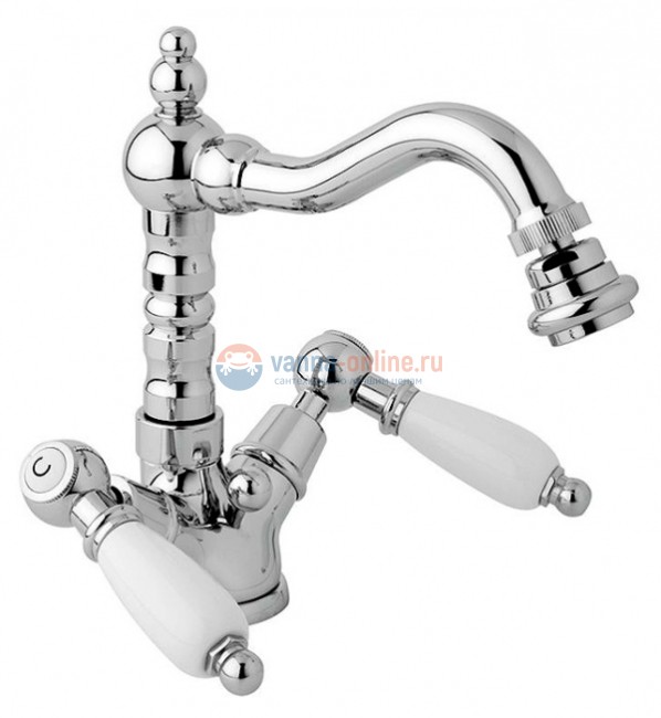 Смеситель Cezares FIRST-BS2-01-Bi для биде, хром, ручки белые