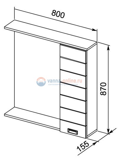 Зеркало-шкаф Aquanet Доминика 80 Led 00171081, цвет фасада белый, правый