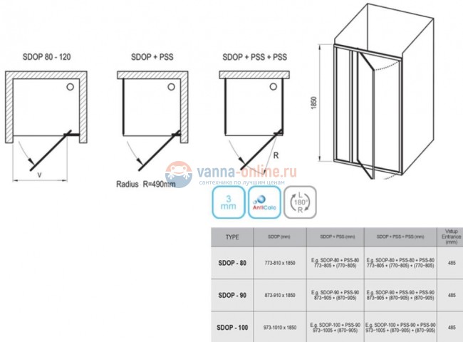Душевая дверь в нишу Ravak Supernova SDOP-80 03V40100ZG, белый/грапе Душевая дверь в нишу Ravak Supernova SDOP-80 03V40100ZG, белый/грапе
