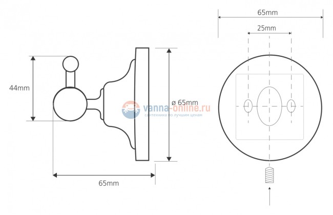 Крючок Bemeta Retro 144106017 6.5 x 6.5 x 6.5 см, бронза