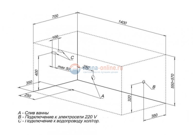 Ванна акриловая Aquanet Dali 140 x 70 см 00239546, белая Ванна акриловая Aquanet Dali 140 x 70 см 00239546, белая