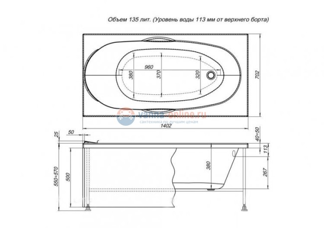 Ванна акриловая Aquanet Dali 140 x 70 см 00239546, белая Ванна акриловая Aquanet Dali 140 x 70 см 00239546, белая