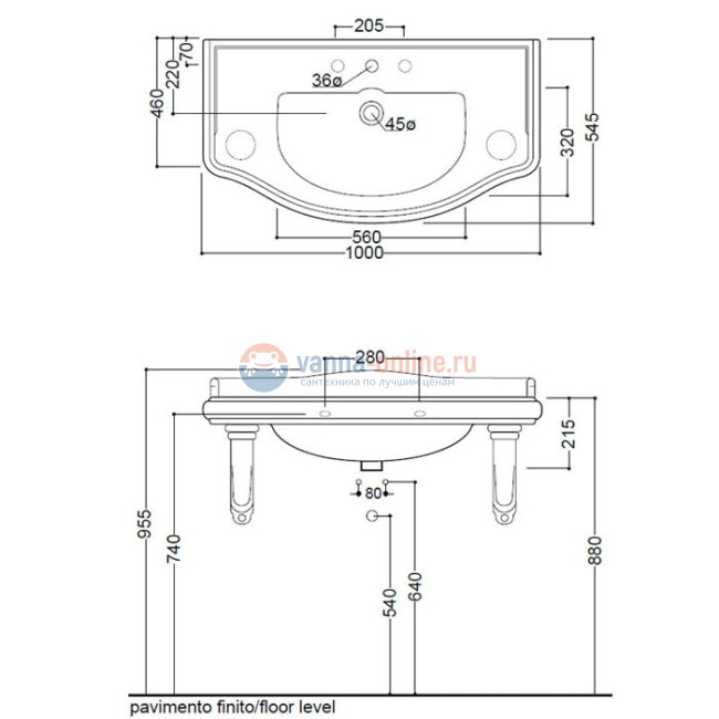 Тумба под раковину Kerasan Retro 734730, цвет белый матовый