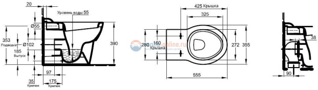Унитаз приставной Jacob Delafon Ove E1584 Унитаз приставной Jacob Delafon Ove E1584