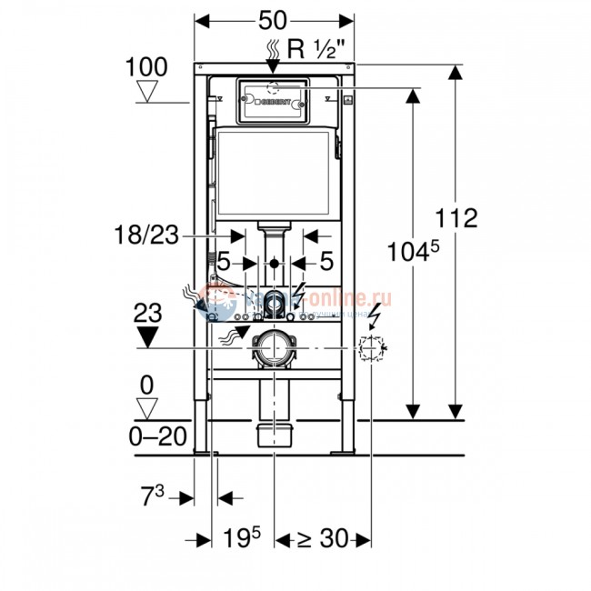 Инсталляция Geberit с безободковым унитазом Jacob Delafon Nouvelle Vague EDK102-00, сиденье микролифт, комплект