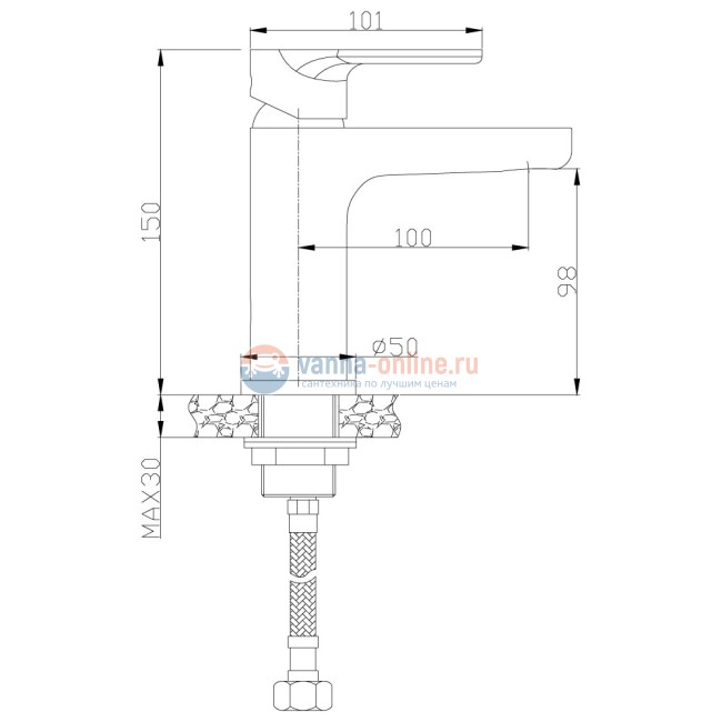 Смеситель Rossinka RS33-11U для раковины монолитный